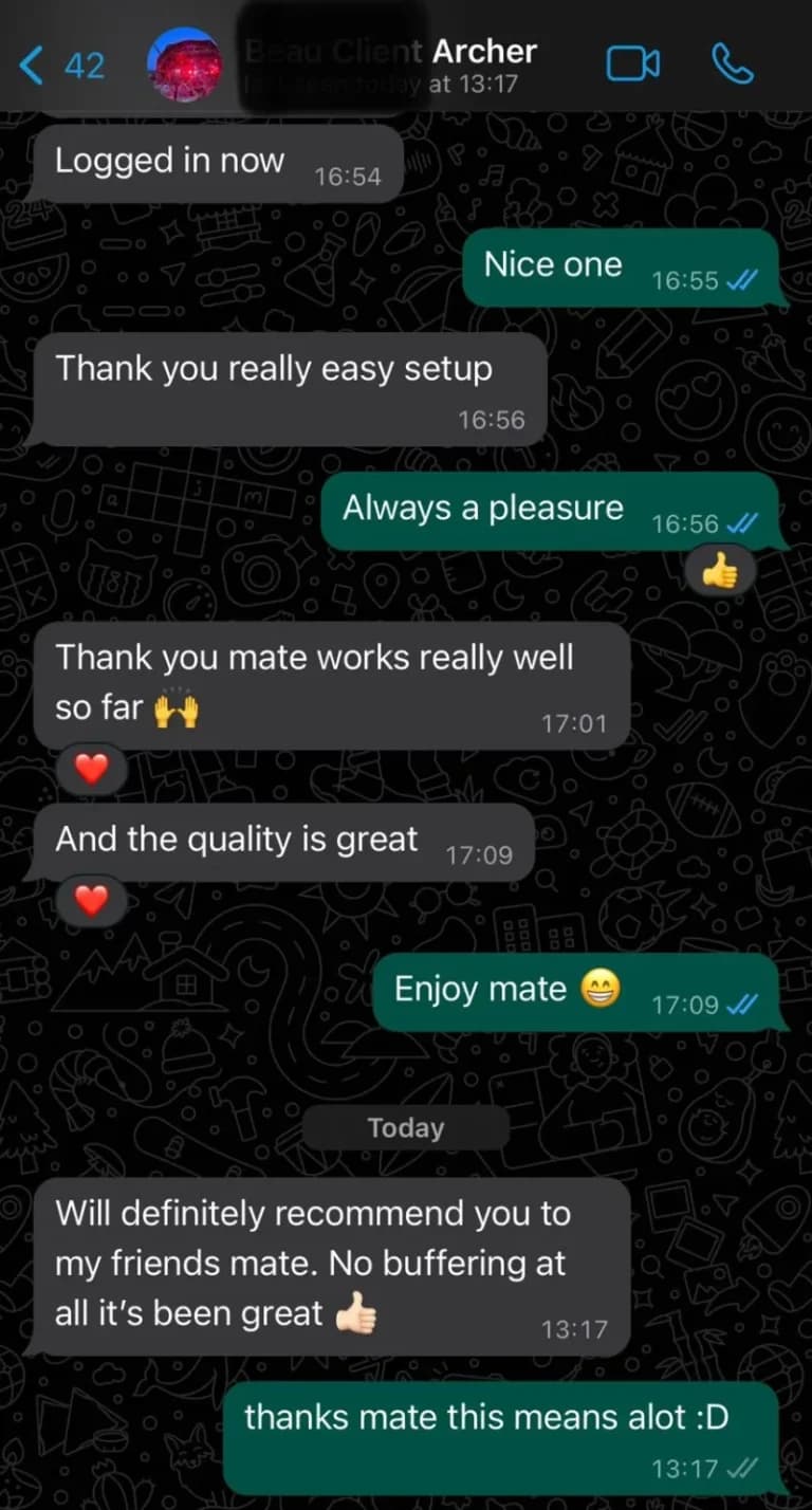 INO IPTV customer feedback about easy setup and buffer-free streaming